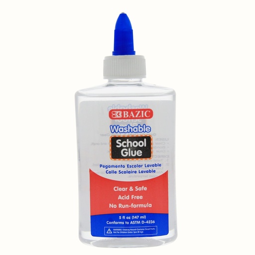 [BZ2044] Bazic School Glue CLEAR 5oz Washable -  (48/ctn)
