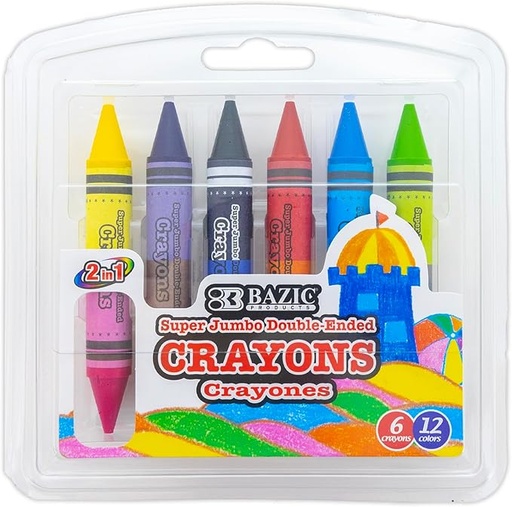[BZ2520] DOUBLE ENDED Super Jumbo Crayons 12s - (24/bx)