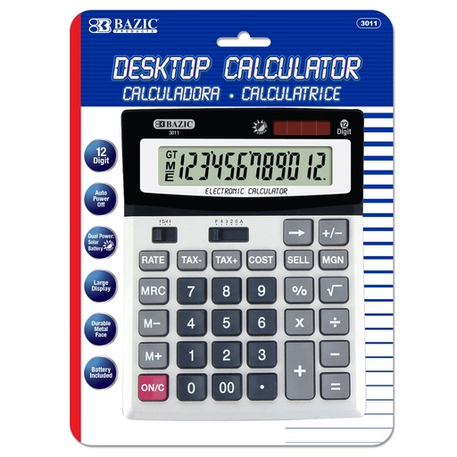 [BZ3011] BAZIC 12 Dig Calculator #3011 w/Profit Calculation -  (12/bx)