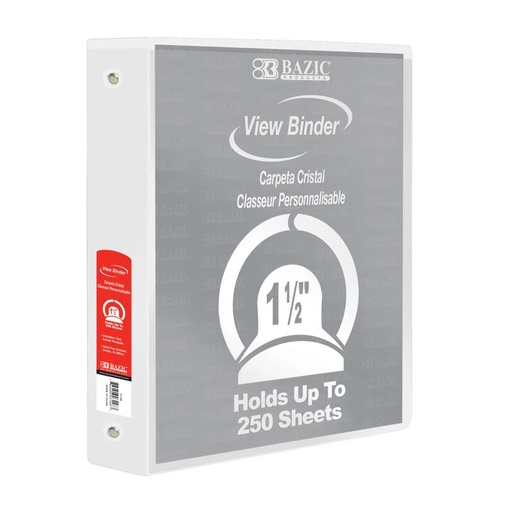 [BZ3148] Bazic 3 Ring 1 1/2" WHITE Binder - (12/ctn)