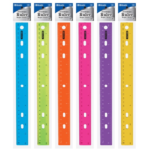 [BZ322] Bazic Jeweltones 12'/30cm Colour Ruler -  (24/bx)
