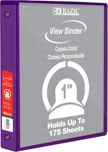 [BZ4127] BAZIC 3 Ring 1" PURPLE #4127 View Binder  - (12/ctn)