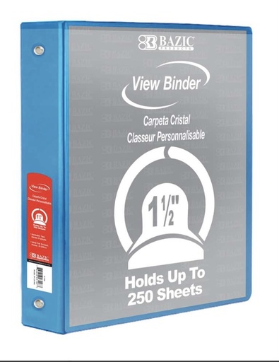 [BZ4145] BAZIC 3 Ring 1.5" CYAN BLUE #4145 View Binder - (12/ctn)