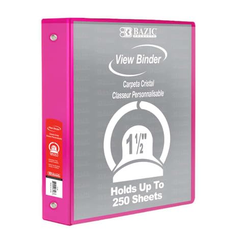 [BZ4146] BAZIC 3 Ring 1.5" FUSCHIA PINK #4146 View Binder - (12/ctn)