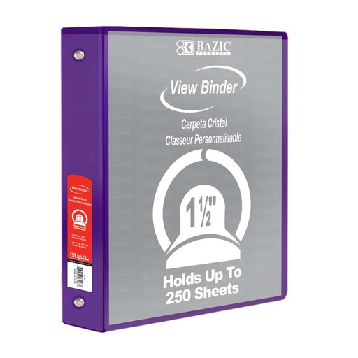 [BZ4147] BAZIC 3 Ring 1.5" PURPLE #4147 View Binder - (12/ctn)