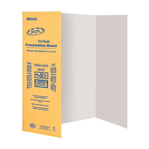 [BZ5033] Bazic Tri-Fold WHITE 36 x 48" Display Board