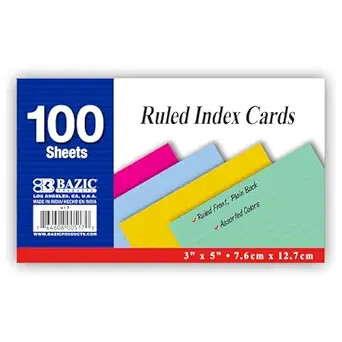 [BZ517] Bazic Index Cards 3x5" #517 COLOURED 100pk - ( 36/ctn)