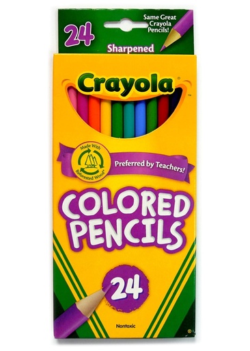 [CYPENC24] Crayola COLORED #68-4024 Pencils 24s   - (36/ctn)