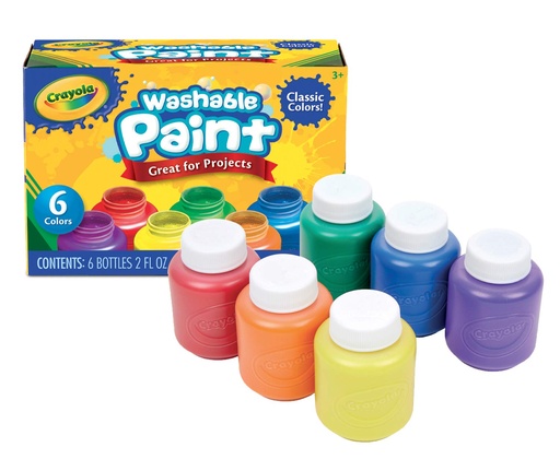 [CYWAPA6] Crayola Washable Kid's #54-1204 Paints 6s  - (6/ctn)