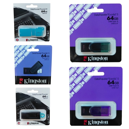 Kingston 64GB USB Flash Drive Assorted Colors 