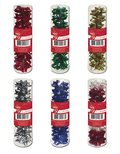 [EX67076] XMAS Bow Metallic Tube 9CT #BOWT9A42CD