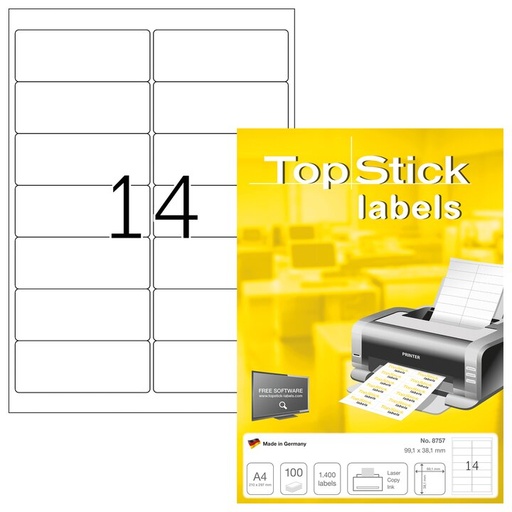 [HE8757] Laser A4 Label 4x1 1/2 (ML1450) Topstick