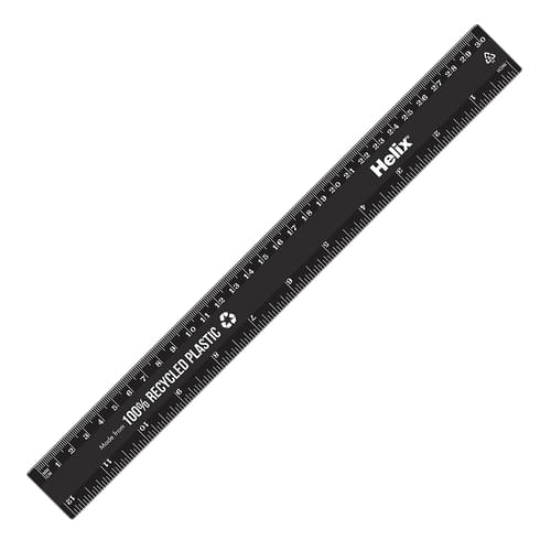 [HX11601] Helix Recycled 12"/30cm Plastic Ruler Black  #11601/11640 - (50/bx)