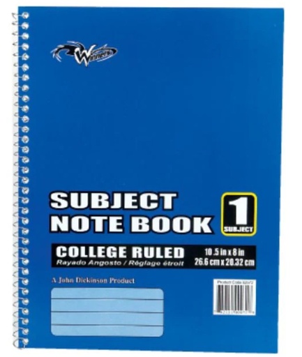 [JD1SNB] Winners 1 Subj. Note Books Asst - (6/pk - 96/bx)