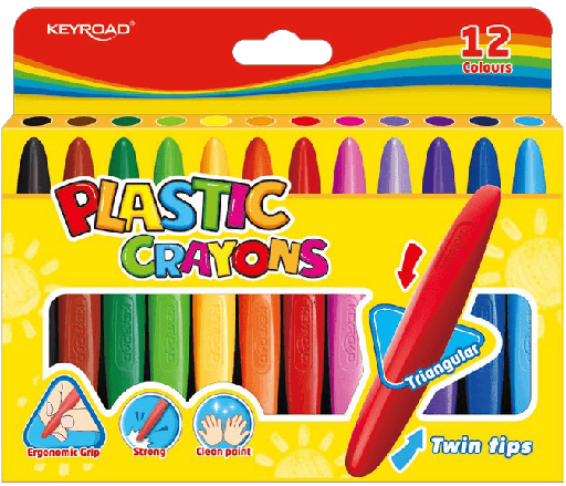 [SS971802] KEYROAD Plastic Duo Tip Ergo Wax Crayons 12's #971802
