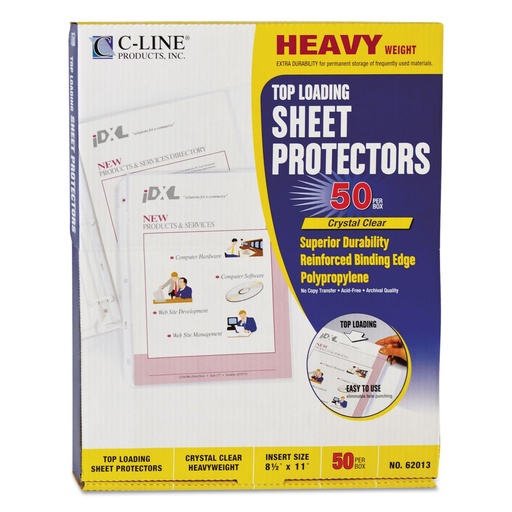[LI62013] C-Line Sheet Protectors Heavy Weight CLEAR pk50