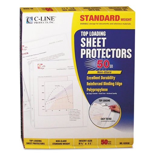 [LI62038] C-Line Sheet Protectors Std. Non-Glare 50pk