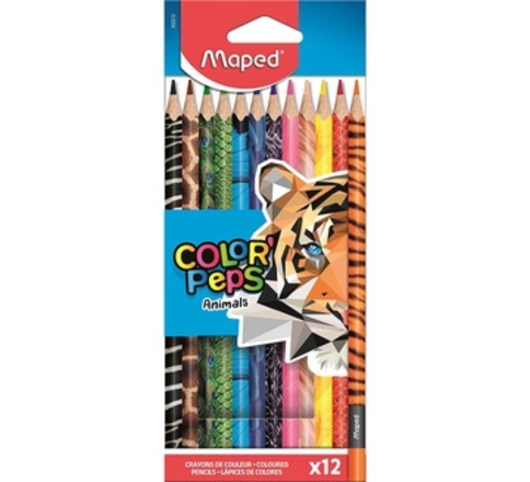 [MA832212] MAPED Col Triangular ANIMALS Pencils 12s