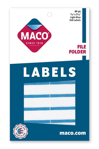 [MCFFLBLB] Maco File Folder FF-L4 LT BLUE Labels 248s - (18/bx)