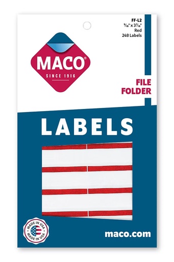 [MCFFLBRD] Maco File Folder FF-L2 RED Labels 248s - (18/bx)