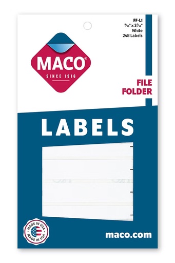 [MCFFLBWH] Maco File Folder FF-L1 WHITE Labels 248s - (18/bx)