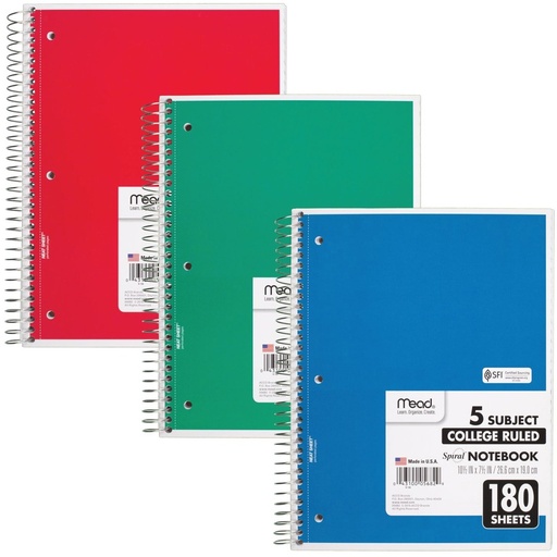 [MD5SNB] Mead 5 Subject #05680/05682 NoteBook - Sing.  (12/ctn)