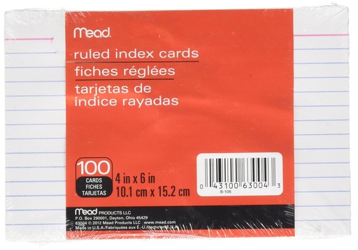 [MDCARD64] Mead Index Cards 6x4 #63004 Ruled 
