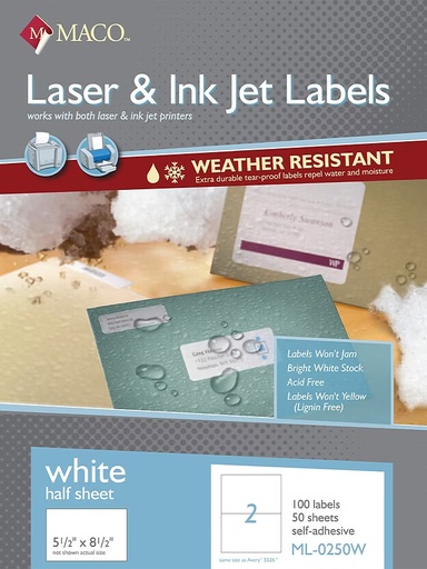 [ML250W10] Weather Resistant 5 1/2x8 1/2 Laser Label