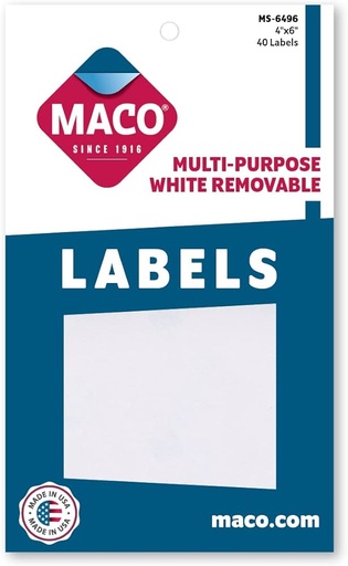 [MS6496] Maco Removable Labels 4x6" 40s  