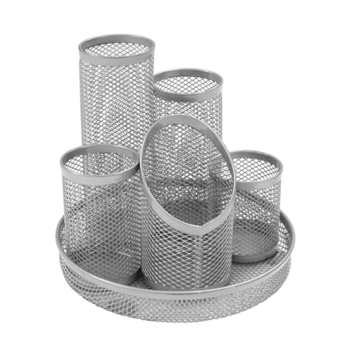 [OCTIDYWS] Desk Tidy #DT5 SILVER 5 Pen Pot Wiremesh