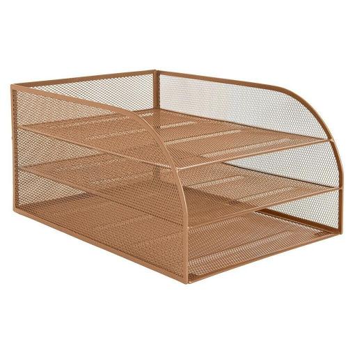 [OCTRY3RG] Letter Tray 3 Tier ROSE GOLD Wire Mesh #3TT