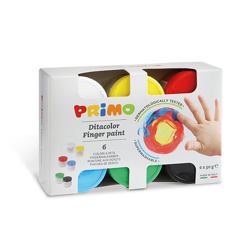 [PR226T50] Primo Finger Paints 6 Pot #226TD50S 50ml Assorted