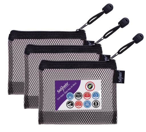 [SE15878] EVA Zippa Bag A6 Black HC w/Black Mesh - (3/pk)