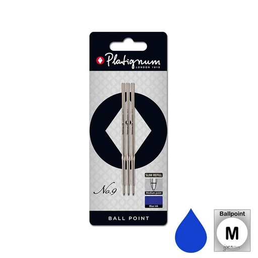 [SE50156] PLATIGNUM #9 BLUE MED BP Refill 3/pk