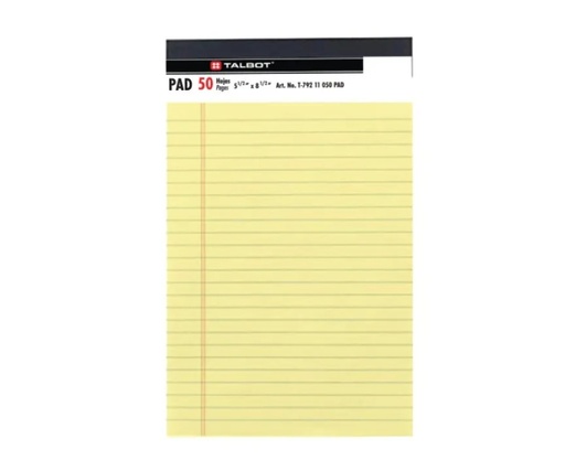 [SSWP85YL] Writing 8x5 Yellow Pad  - Talbot