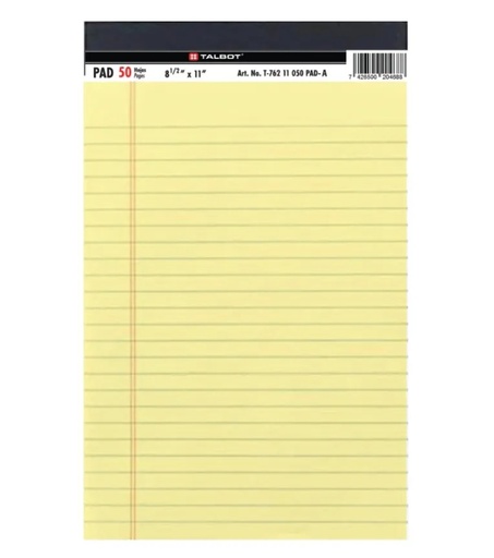 [SSWPLSYL] Writing L/S YELLOW Pad - Talbot