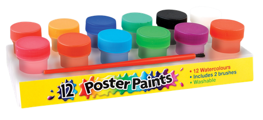 [TSCB366] Poster Tub Paints with 2 Brushes 12 Pots