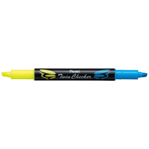 [PESLW8GS] Pentel Twin Checker Highlighter YELLOW/BLUE - (12/bx)