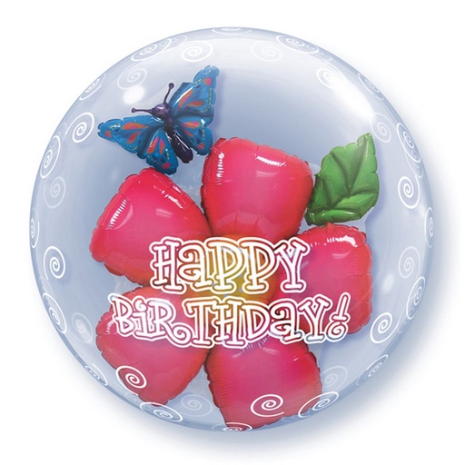 [SD68805Q] Qualatex 24" B'day Flower Double Bubble Balloon