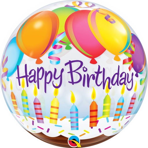 [SD25719Q] Happy Birthday & Candles 22" Single Bubble Balloon