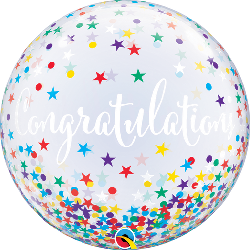 [SD17421Q] Congratulations 22" Confetti Stars Bubble Balloon