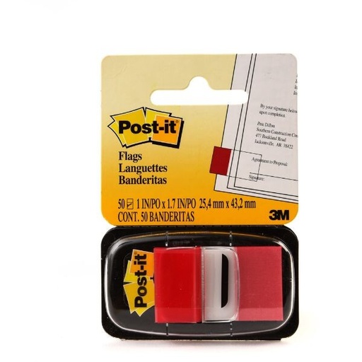 [3MFLAGRD] Post It Tape Flags #680-1 RED 1" X 1.7" - Sold Singular.