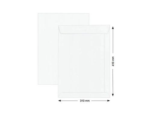 [BXWH1612] White Envelope 310 x 410mm (16x12) P&S