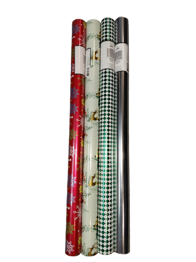 [EX2530A53] XMAS Gift Foil Wrap 25ft Roll-  #CW2530A53/CRW1248/49/50/51/52