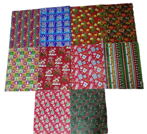 [OAWRAPXM] Gift Wrap PAPER XMAS Asst 7 Designs  (Per Sheet)  - (24/pk) 