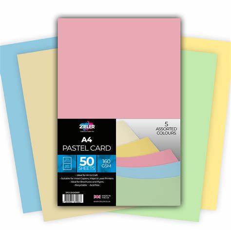 [SD5009072] Janrax Pastel Cols A4 160g Card 50sht