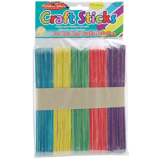 [CL66585] Craft Sticks #66585 JUMBO COLOURED 6x3/4"  75pk