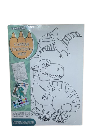 [SDCANVDI] Canvas w/Paint Set 18x25cm - Dinosaurs - Sale