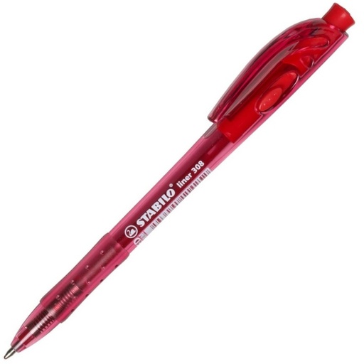 [SS308MRD] Stabilo RED MEDIUM Liner Retractable BallPoint Pen - (10/bx)