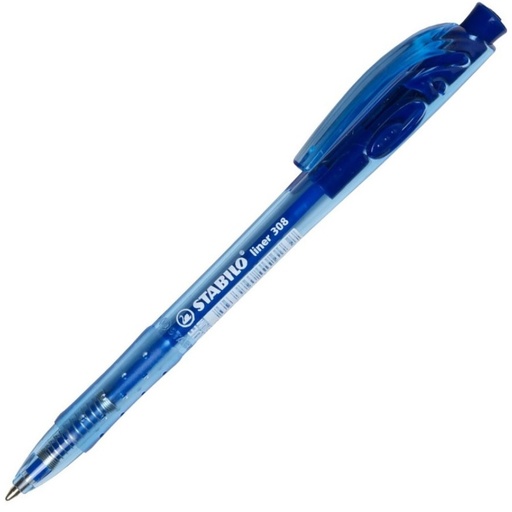 [SS308MBL] Stabilo BLUE MEDIUM Liner Retractable BallPoint Pen - (10/bx)